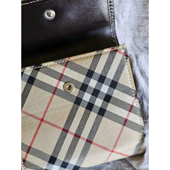 BURBERRY London Blue Label Nova Check Canvas Leather Small Bifold Compact Wallet - Picture 11 of 16